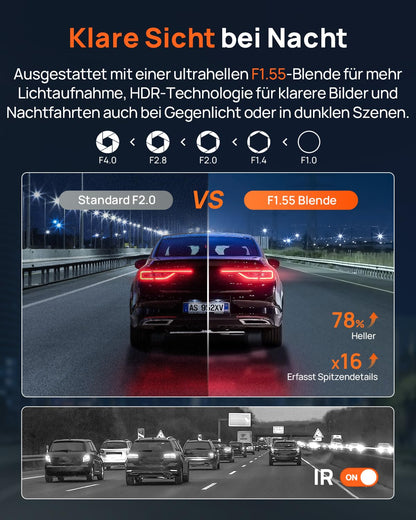 70mai A800SE Dual Dashcam 4K HDR Front- und Heckkamera Nachtsicht