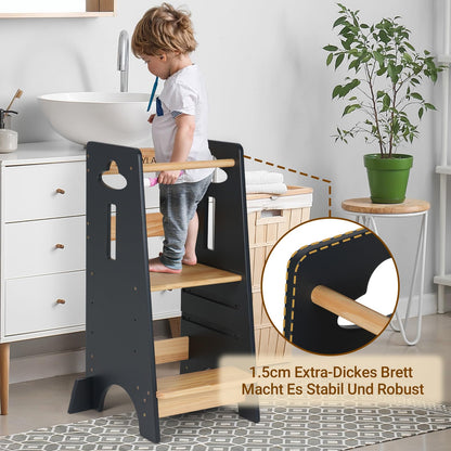 COSYLAND Lernturm Montessori höhenverstellbar - Holzfarbe