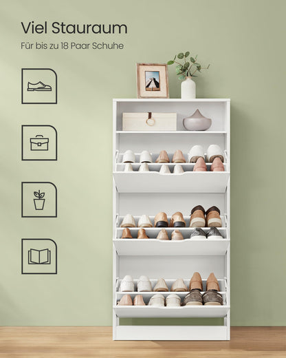 VASAGLE Schuhkipper LBC046W01 3 Klappen - Wolkenweiss