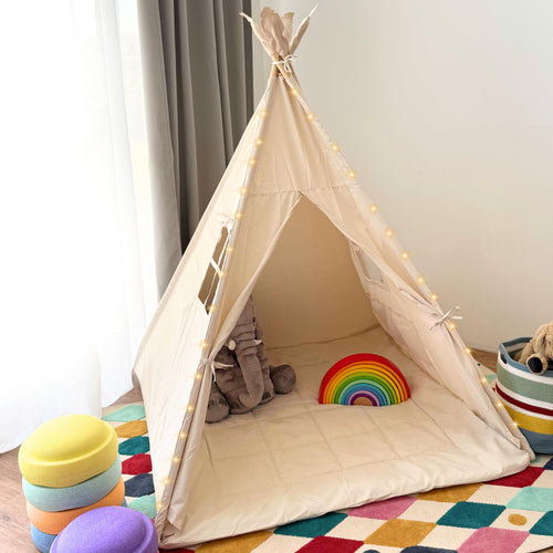 ALRITHO Tipi Zelt für Kinder – Sandburgen Beige