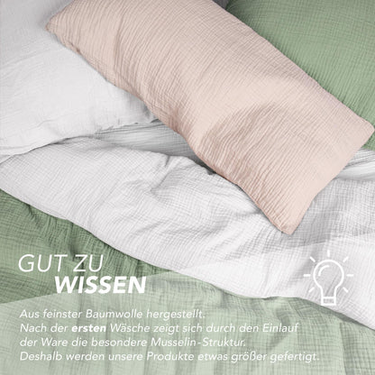 Pure Label Musselin Bettwäsche Set 135x200 4-teilig - Grün