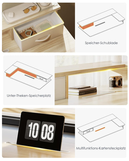 OffiGo Elektr. Steh-Sitz Schreibtisch 120x60cm Maple USB Schublade