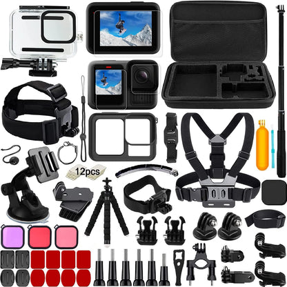 YAVOCOS 65-in-1 Action Cam Zubehör Set für GoPro Hero 13 Black mit Tragetasche und Selfie-Stick