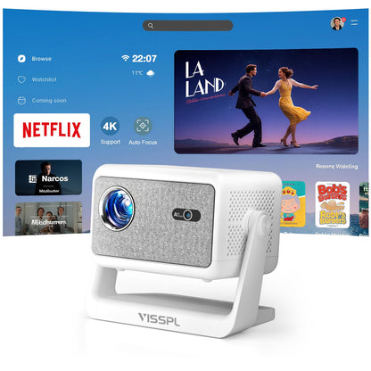 VISSPL Smart Mini Beamer – Netflix, Autofokus, 6D, 1080P/4K