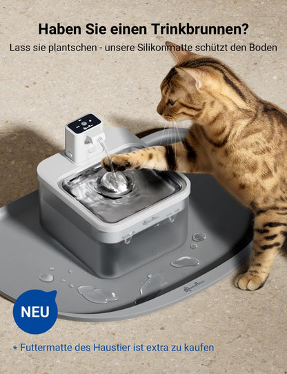 DownyPaws Katzenbrunnen kabellos, 2,5 L mit Bewegungsmelder