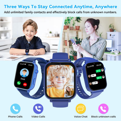 Ucani A28 4G Kinder-Smartwatch mit GPS, Videoanruf und SOS, Dunkelblau