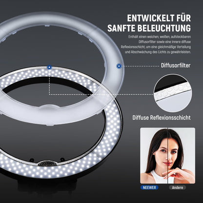 NEEWER 18" LED Ringleuchte mit Stativ – Dimmbar