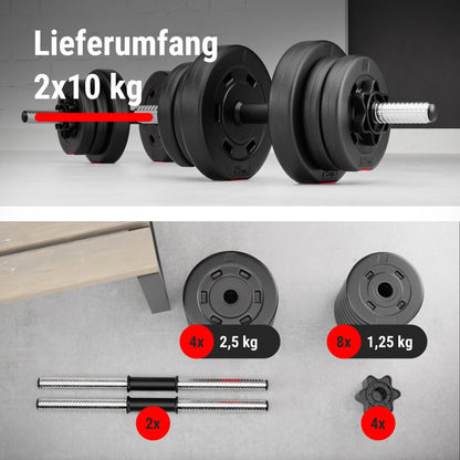Hop-Sport Kurzhanteln 2er Set 20 kg mit Sternverschlüssen