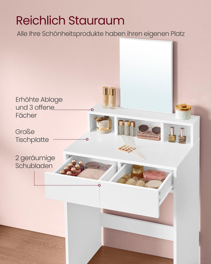 VASAGLE Schminktisch Frisiertisch mit Spiegel RDT103W01 Weiss