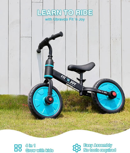 UBRAVOO Fit 'n Joy 4-in-1 Laufrad mit Pedalen und Stützrädern, Blau