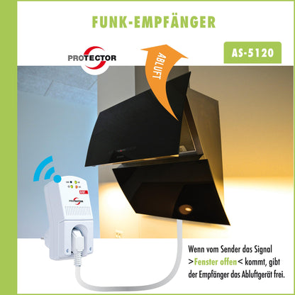 PROTECTOR AS-5120 Funk-Abluftsteuerung mit Fensterkontaktschalter