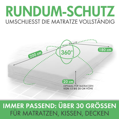 Welldora Premium Milbenbezug Matratzenschoner Allergiker 180x200x20