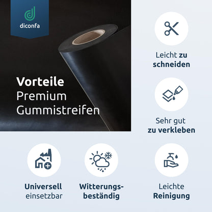 diconfa PROFILINE EPDM Gummistreifen - 400mm x 10mm x 750mm