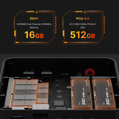 BOSGAME P4 Gaming-PC - Ryzen 7 5700U, 32GB/1TB, Win 11 Pro