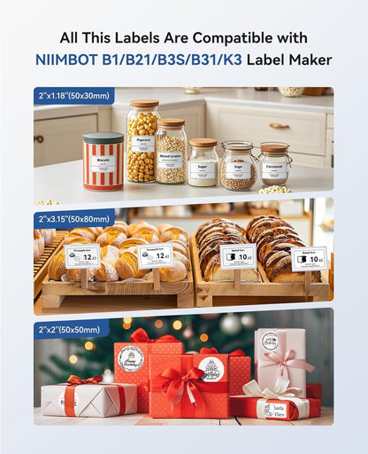 NIIMBOT B1 Bluetooth Etikettendrucker Set mit 3 Etikettenrollen, blau