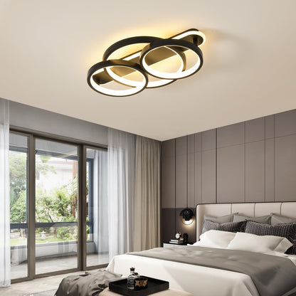 Lumis LED Deckenleuchte Dimmbar Ring 3-flammig - Schwarz 78cm