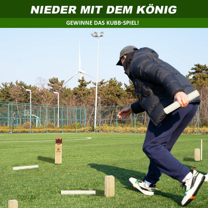 SunNordic Kubb Wurfspiel Set aus Gummibaumholz mit Tragetasche