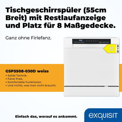 Exquisit GSP5508-030D Mini-Geschirrspüler 55cm - Weiss