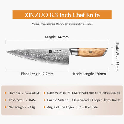 XINZUO 21.2cm Damast Kochmesser Gyuto - Lan Series