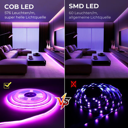 SUBOSI COB LED Streifen 10 m RGB WiFi, Alexa & Google Home kompatibel