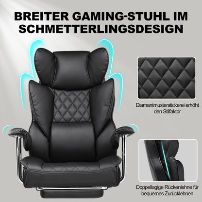 GTPLAYER Gaming Stuhl GT205-IE mit Fussstütze, Leder Schwarz