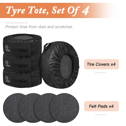 ZATOOTO Reifentaschen-Set für 4 Reifen (bis 20 Zoll) - Schwarz