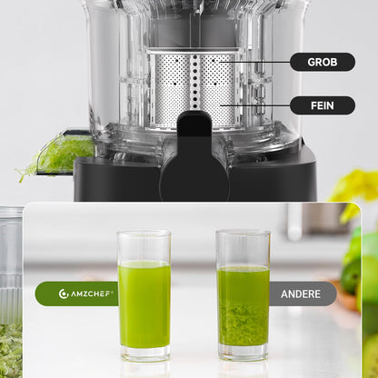 AMZCHEF Slow Juicer Entsafter mit 115MM Einfüllöffnung
