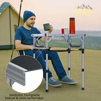 Anbte Campingtisch klappbar 60x40cm, höhenverstellbar, schwarz