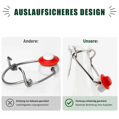 casavetro Bügelflaschen 1000 ml Glas mit Bügelverschluss, 6er-Set