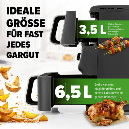 GOURMETmaxx FryUp Doppelkammer Heissluftfritteuse – 10 L MultiSize
