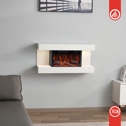 KAMINIO Liz Elektrischer Wandkamin Heizung 3D Flammen - Weiss