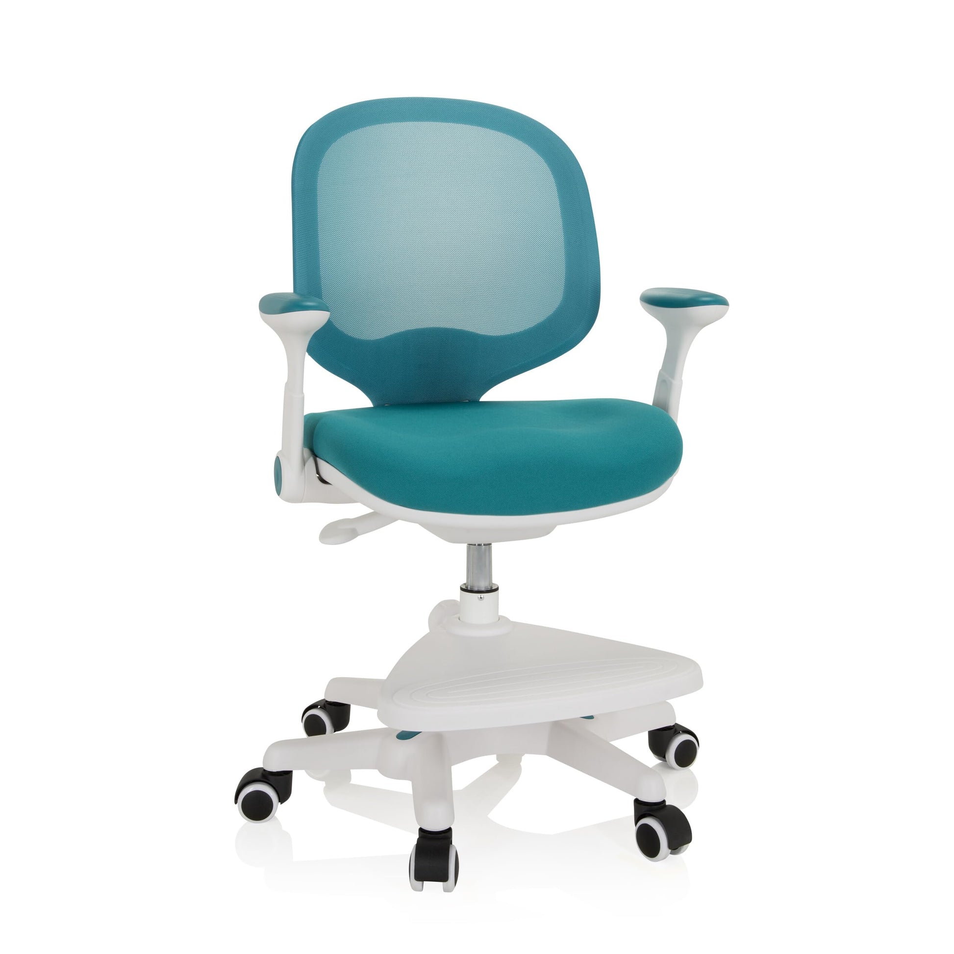 hjh OFFICE 736413 Kid Ergo Kinder Schreibtischstuhl – Blau/Weiss. Höhenverstellbar & auf Rollen. Für ergonomisches Sitzen.