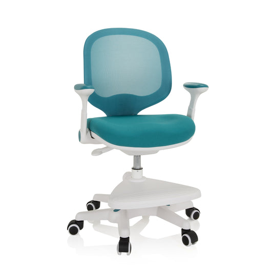hjh OFFICE 736413 Kid Ergo Kinder Schreibtischstuhl – Blau/Weiss. Höhenverstellbar & auf Rollen. Für ergonomisches Sitzen.