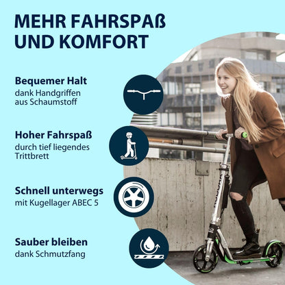 HUDORA BigWheel Scooter 205 Tretroller - klappbar Aluminium