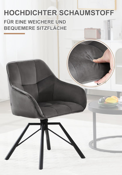 WOLTU Esszimmerstühle drehbar 2er Set - Samt dunkelgrau
