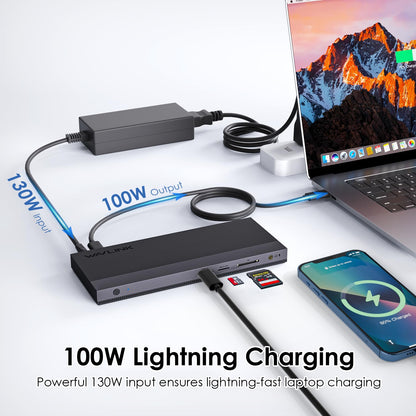 Wavlink USB C Docking Station Triple Display 100W PD