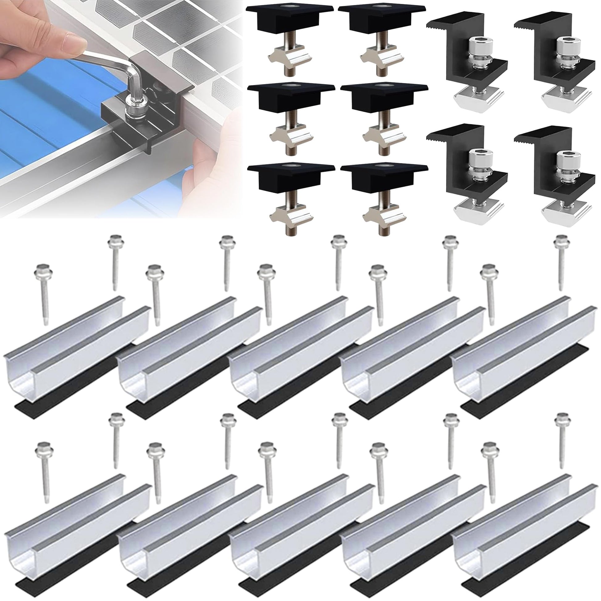 ANFIL Solarpanel Halterung für Flachdach und Metalldach, verstellbar