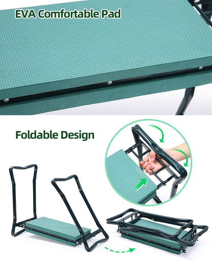 Ohuhu Kniebank Garten 2-in-1, klappbarer Gartenhocker bis 150 kg