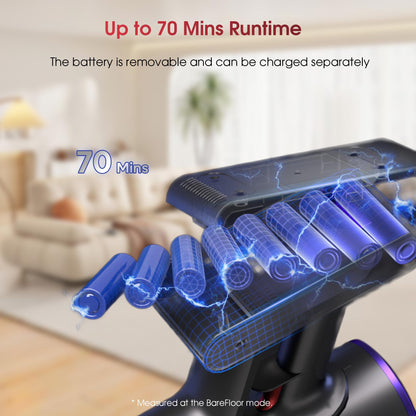 UNINELL HOME UV5 Akku-Staubsauger kabellos mit LED-Touchscreen