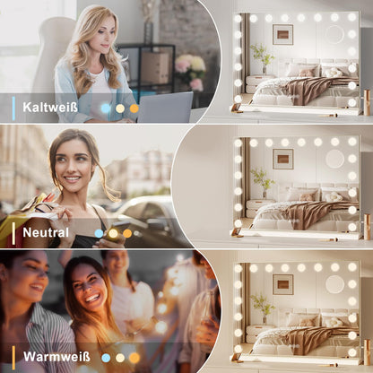 Dripex Hollywood Schminktischspiegel Beleuchtung – 80x60 cm Weiss