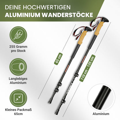 ALPENWERT Teleskop-Wanderstöcke aus Aluminium mit Korkgriff