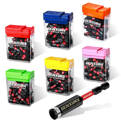 GEINXURN Schraubendreher-Bits Set 180-teilig, S2-Stahl, magnetisch, mit Bithalter in bunter Box