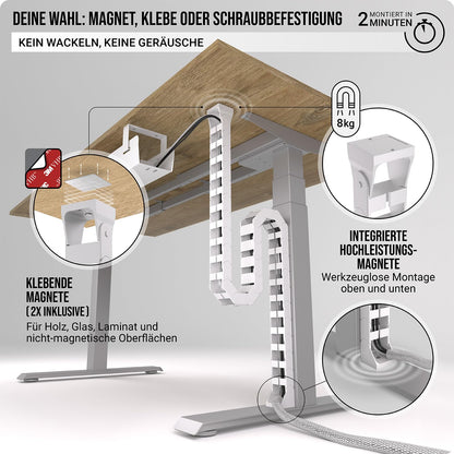 Ultimate Setup Kabelkette, flexible Schreibtisch-Kabelführung, weiss