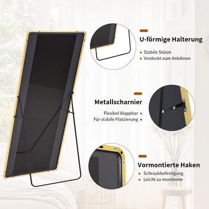 Koonmi Ganzkörperspiegel Standspiegel – Gold, 76x171cm abgerundet