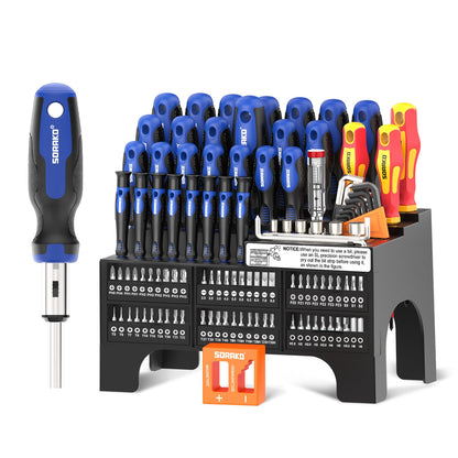SORAKO Schraubendreher-Set, 118-teilig, magnetisch, mit Bits aus verchromtem Chrom-Vanadium-Stahl