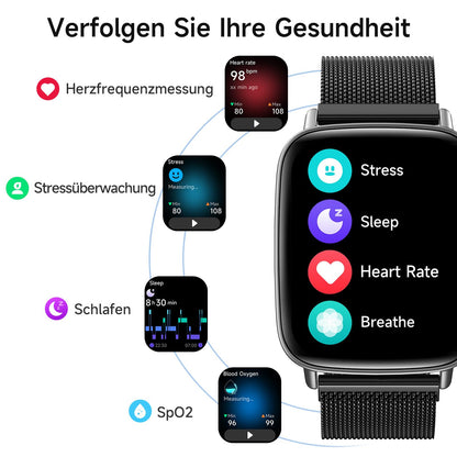 AEAC Smartwatch mit Telefonfunktion, 1,85 Zoll HD, IP68 wasserdicht