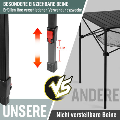 VILLEY Faltbarer Aluminium Campingtisch – mit Tragetasche