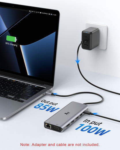 LIONWEI USB-C Dockingstation 13-in-1, Triple Display, 2x HDMI 4K