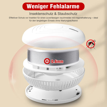 DAYTECH Rauchmelder 10 Jahre Batterie, 6er Set mit Magnethalterung