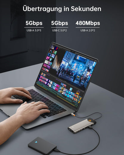 NOVOO USB C Dock 15-in-1 Triple Display Dual 4K HDMI 100W PD